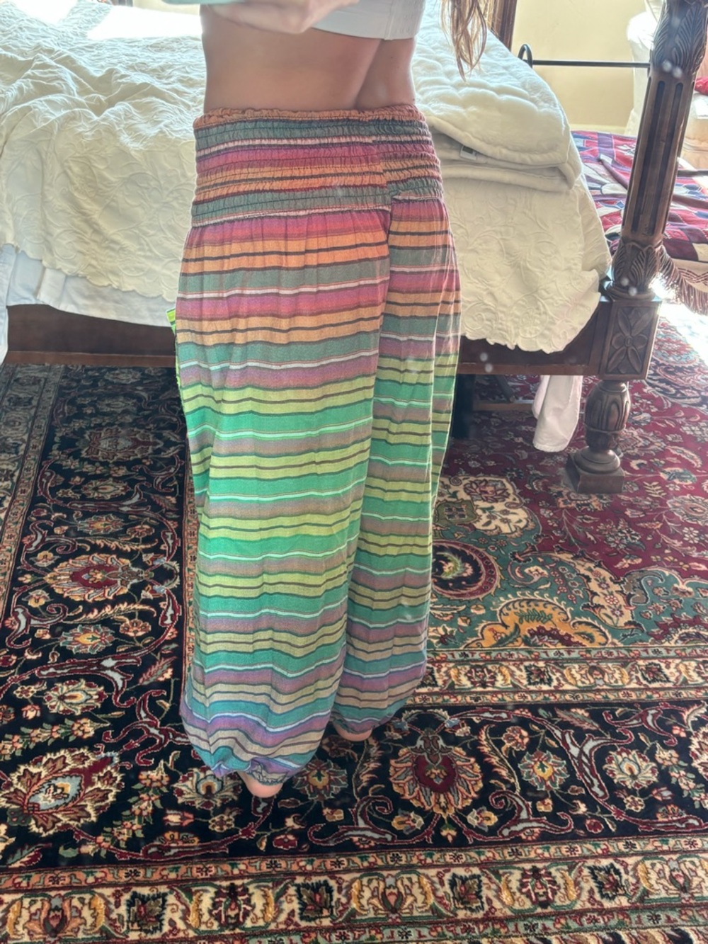 Striped Multicolor Wide-Leg Pants - Boot Cut & Flare